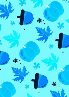 蓝色秋季元素无缝图案