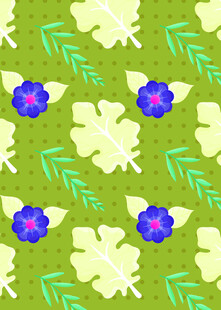 绿叶蓝花图案背景