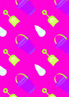 粉色背景浇水壶图案设计