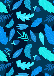 蓝调树叶图案背景