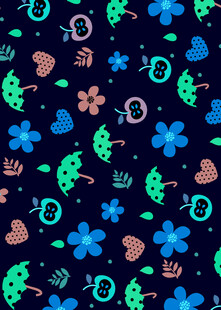 多彩花卉昆虫图案背景