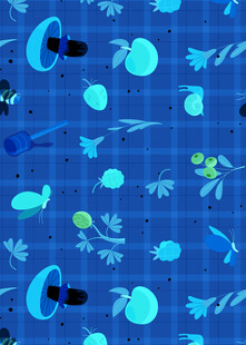 蓝色卡通图案布料