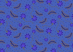 蓝色底紫色花朵图案背景