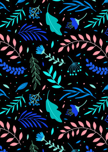 梦幻蓝粉植物图案背景