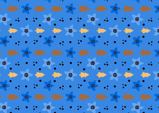 蓝色海洋风鱼群图案背景