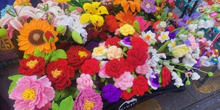 缤纷多彩的鲜花陈列