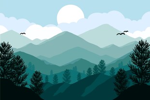 山间月夜 飞鸟伴林景