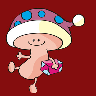 蘑菇小人抱礼盒