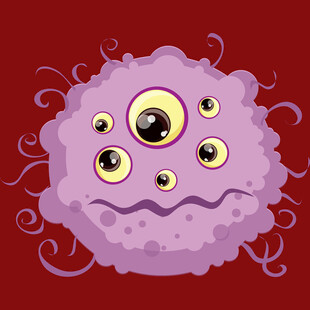 紫色多眼卡通细菌形象