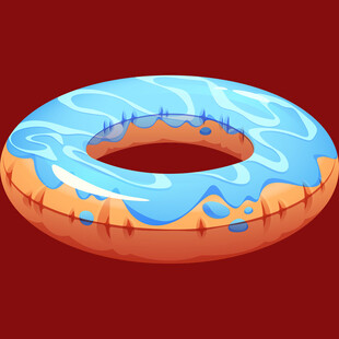 蓝色糖霜甜甜圈插画