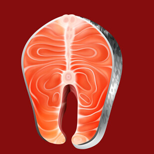 新鲜三文鱼切片