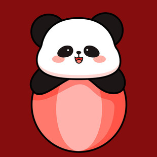 可爱熊猫抱圆球