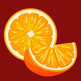 两片鲜橙切片图