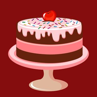 美味双层蛋糕配樱桃装饰