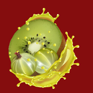 猕猴桃果汁飞溅的动感瞬间