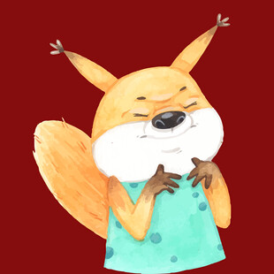 可爱松鼠穿蓝衣做鬼脸