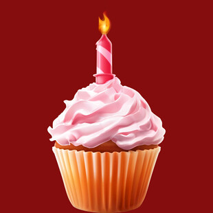 粉色生日纸杯蛋糕插蜡烛