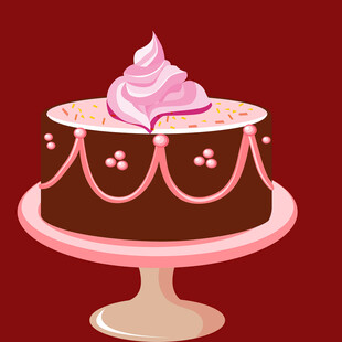 巧克力蛋糕配粉色奶油花