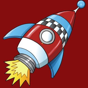 卡通火箭发射