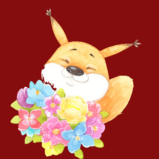 抱花小狐狸可爱又治愈