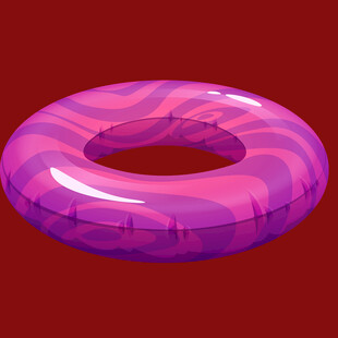 粉色条纹充气游泳圈