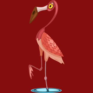 单腿站立的卡通火烈鸟
