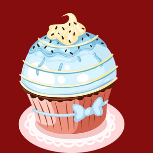 可爱蓝色纸杯蛋糕插画