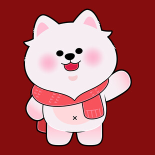 可爱戴围巾的招手小白狗