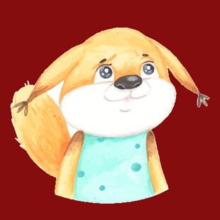 可爱穿蓝衣的卡通小狗