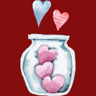 爱心罐中的浪漫心形图案