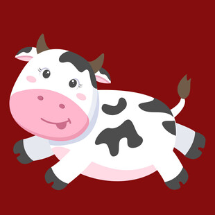 跳跃的卡通奶牛