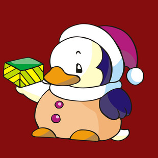 戴帽企鹅手持礼物