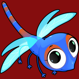 可爱蓝色卡通蜻蜓形象