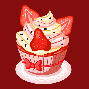 草莓蝴蝶结纸杯蛋糕