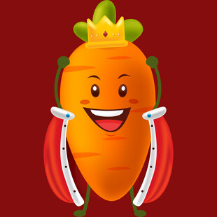 戴皇冠的可爱胡萝卜形象