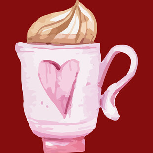粉色爱心杯装奶油饮品