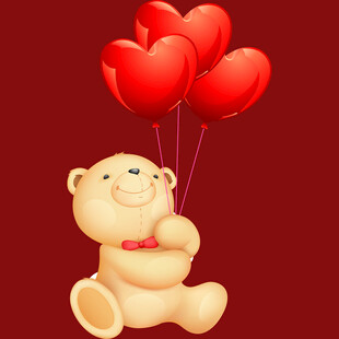 小熊抱爱心气球