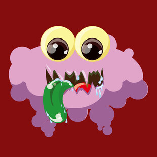 紫色大眼怪物吃蔬果