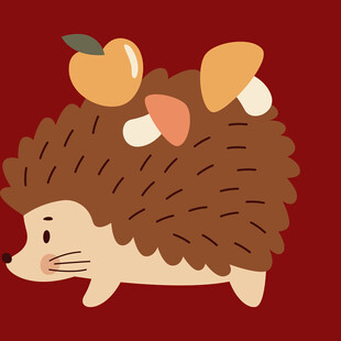 背着果子的可爱小刺猬