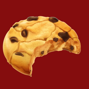 咬一口的巧克力曲奇饼干