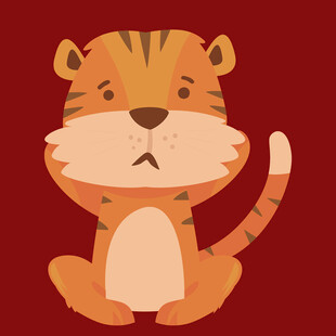 坐着的可爱卡通小老虎
