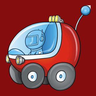 红色卡通机器人驾驶小车