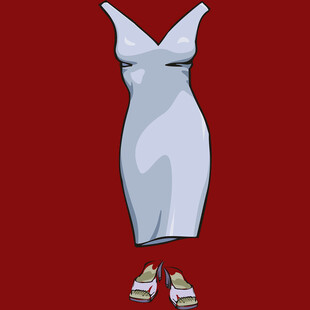 白色修身连衣裙与高跟鞋