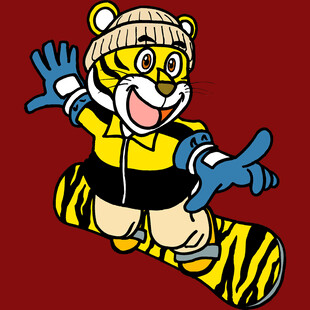 卡通老虎滑雪形象