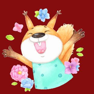 穿裙松鼠欢乐撒花