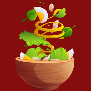 活力沙拉食材飞舞瞬间