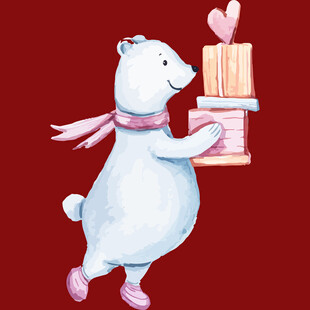 北极熊捧爱心礼盒