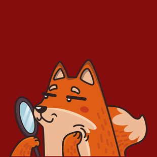 狐狸持放大镜俏皮模样