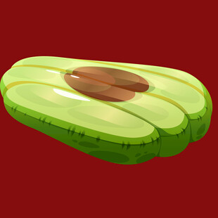 切开的牛油果模型