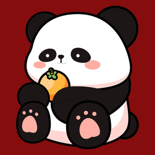 抱橘子的可爱熊猫